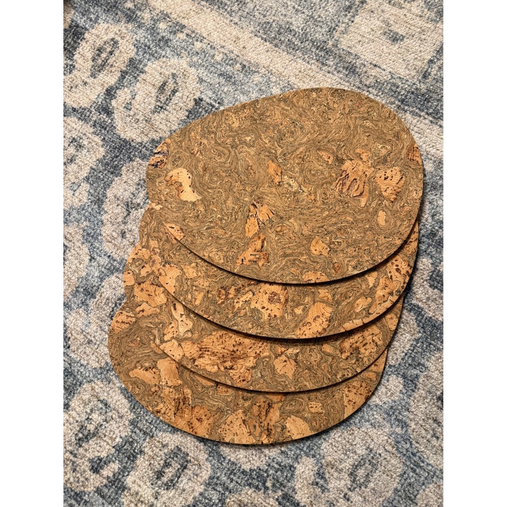 Portuguese Cork Egg-Shaped Placemats, Set of 4 New Without Tags